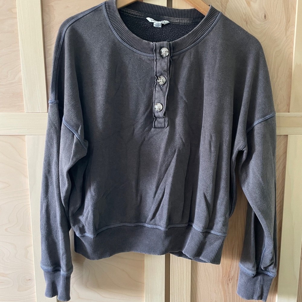 American Eagle Outfitters Charcoal Button-Up Sweater